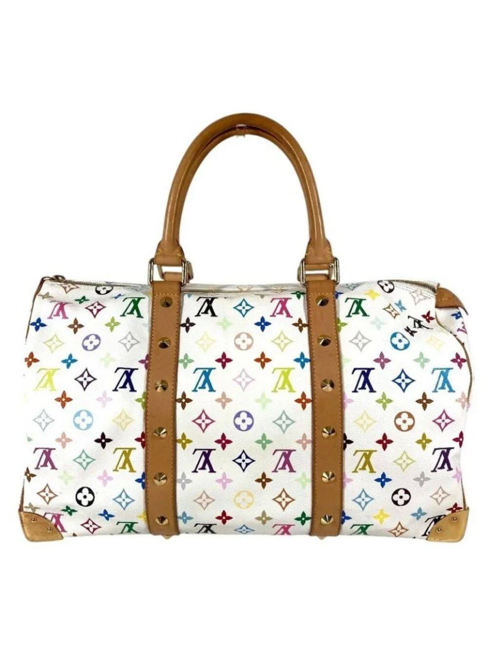 Louis Vuitton Boston Bag Keepall 45 Monogram Multicolor Canvas Blanc White - Picture 2 of 9
